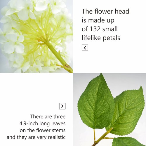 IPLNTS 5pcs 18.5 inch Realistic Fake White Flowers Artificial Silk Hydrangea Flowers Artificial Flowers Faux Hydrangea Stems for Bouquets Home Outdoor Wedding Party Centerpieces Decor (Cream White)