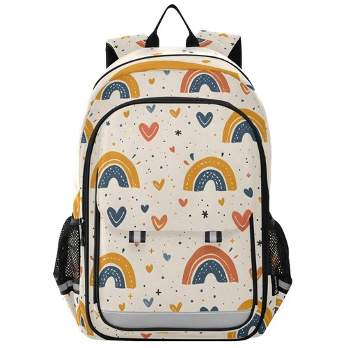 senya School Backpack Kids College Rucksack Travel Bookbag Fashion Back Pack Girls Boys Hearts and Rainbows