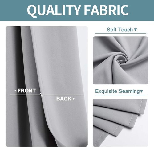 ChrisDowa Small Window Curtains - Grommet Thermal Insulated Room Darkening Panels (Light Grey, 52 x 36 Inch)
