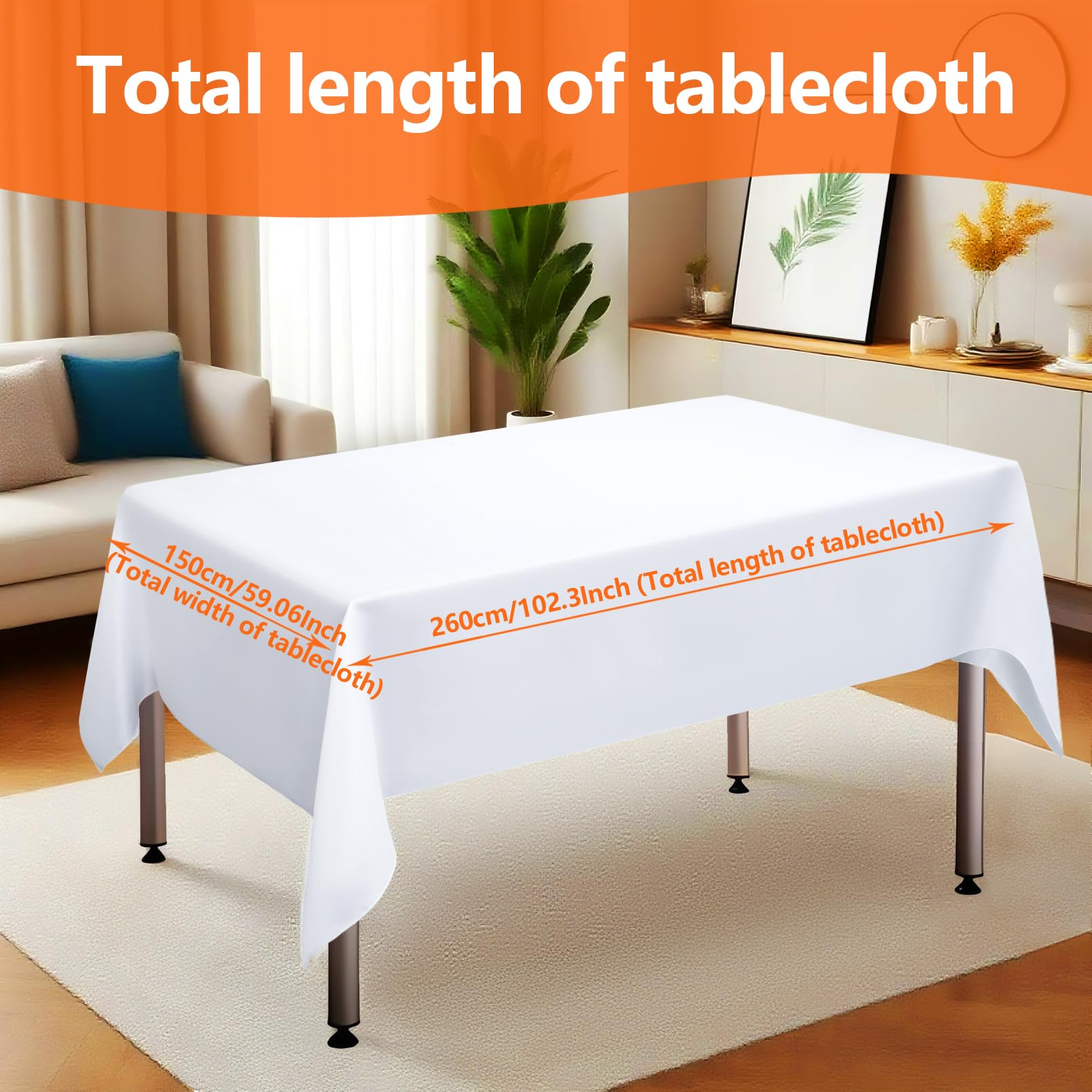 COCPOK 10Pack White Table Clothes,Rectangle Tablecloths for 6 Foot Rectangle Tables,59x102 Inch Wrinkle Resistant Washable Polyester Table Covers,Polyester Tablecloth for Wedding Party Banquet Dining