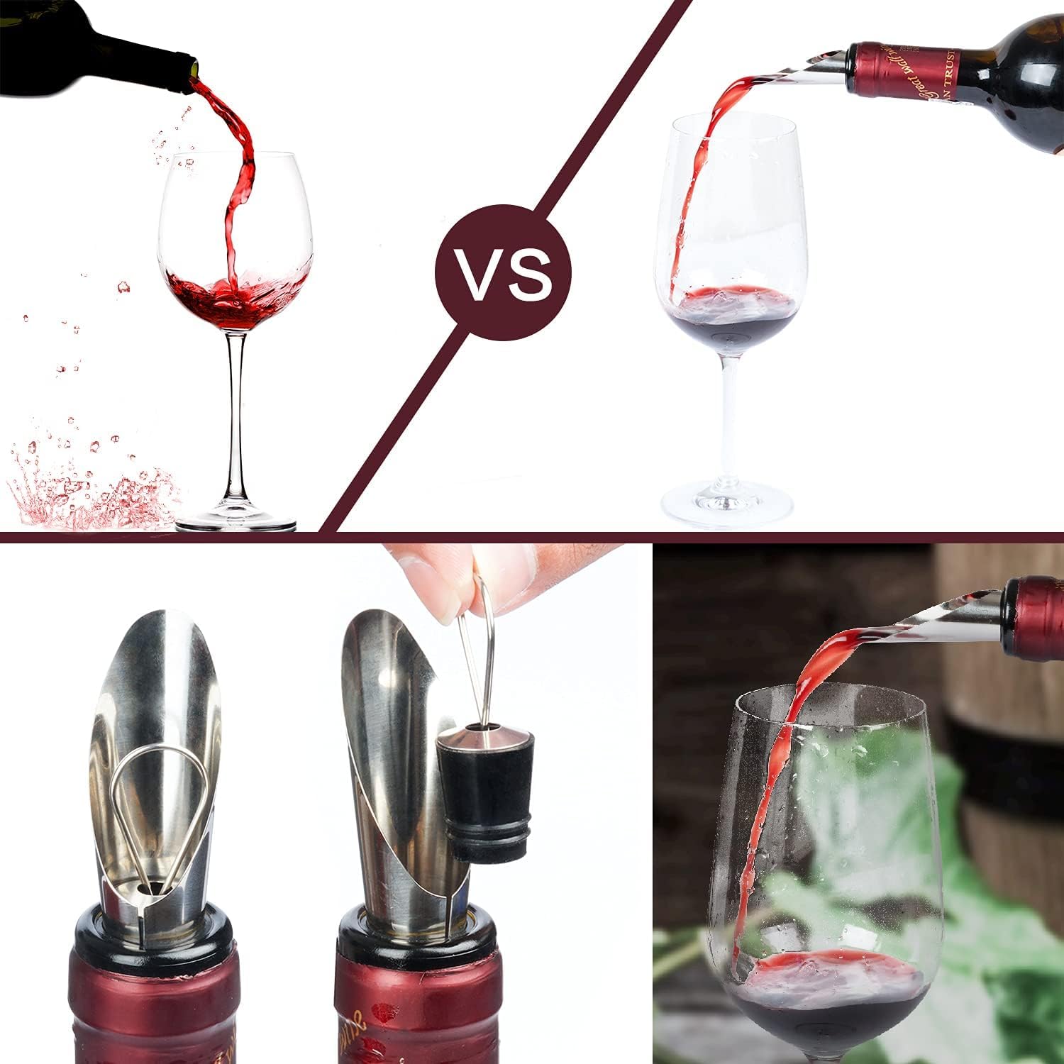 Valentines Day Gifts, 9 PCS Corkscrew Wine Opener Set, Stainless Steel Cork Screw Rabbit Wine Bottle Opener Kit Including Foil Cutter, Pourer, Vacuum Wine Stopper Corkscrews etc
