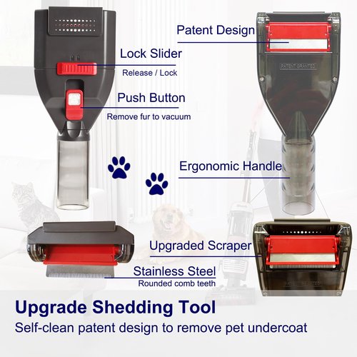 Portek Dog Brush Vacuum Attachment for Shark Navigator Lift Away NV360 Rotator NV501 Rocket HV301 HV322 Stratos AZ300..., Pet Hair Shedding Grooming Tool Kit with Extension Hose Adapters