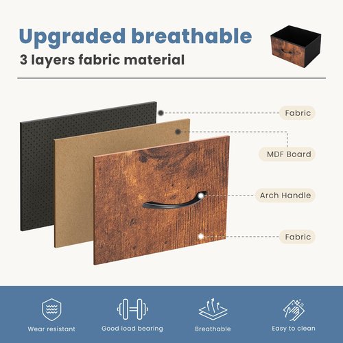 DUMOS TV Stand Dresser with 5 Fabric Storage Drawers, Media Console Featuring Open Shelf for 45 inch TV, Compact Entertainment Unit for Bedroom, Living Space, or Dorm Organization, Rust
