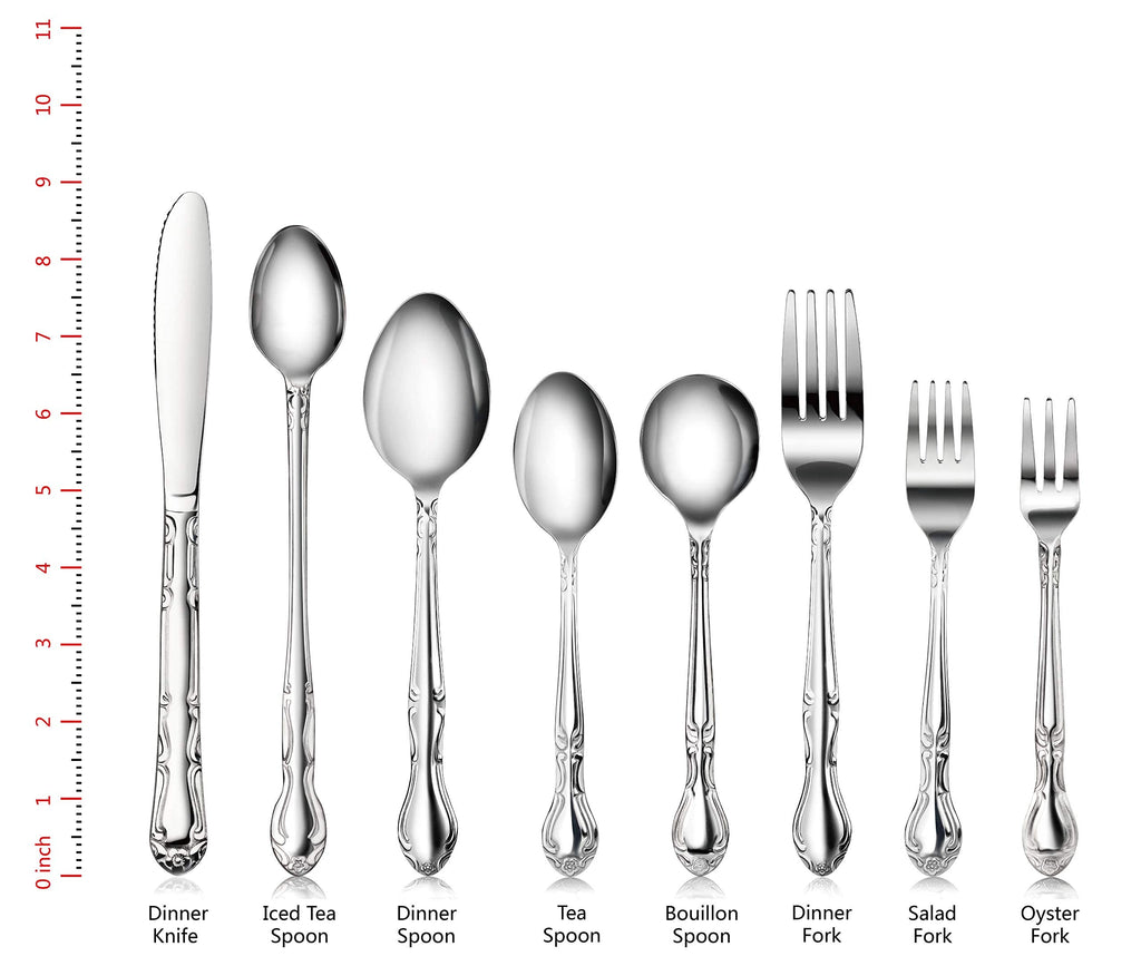 New Star Foodservice Rose Pattern 18/0 Stainless Steel Dinner Fork, 7.2-Inch, Set of 12, Commercial Grade