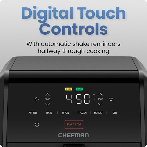 Chefman Air Fryer - TurboFry 7-Qt | 6-in-1 High-Powered Cooking for Crispier Results - Black
