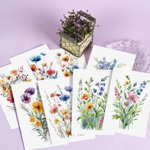 Naixiwen 24 Floral Blank Cards and Envelopes, 4x6 Wildflower Blank Note Cards for All Occasions - Sympathy Thank You Condolences Funeral Thinking of You Mother's Day Wedding Graduation, Etc