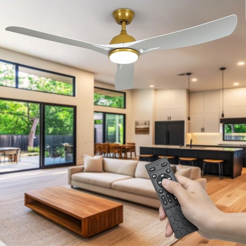 DWVO Ceiling Fan with Lights, 56 Inch Smart Ceiling Fan with Light and Remote, 6-Speed Quiet DC Motor, App Control & Dimmable 3-Color Lighting for Living Room, Bedroom, Dining Room - White