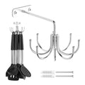 ZEDODIER Kitchen Cooking Utensil Holder, 360° Rotating Kitchen Hooks for Hanging Utensils, Heavy Duty Metal Utensil Rack with 8 Storage Capacity for Utensil, Towel, Pot, Glove, Aprons, Silver