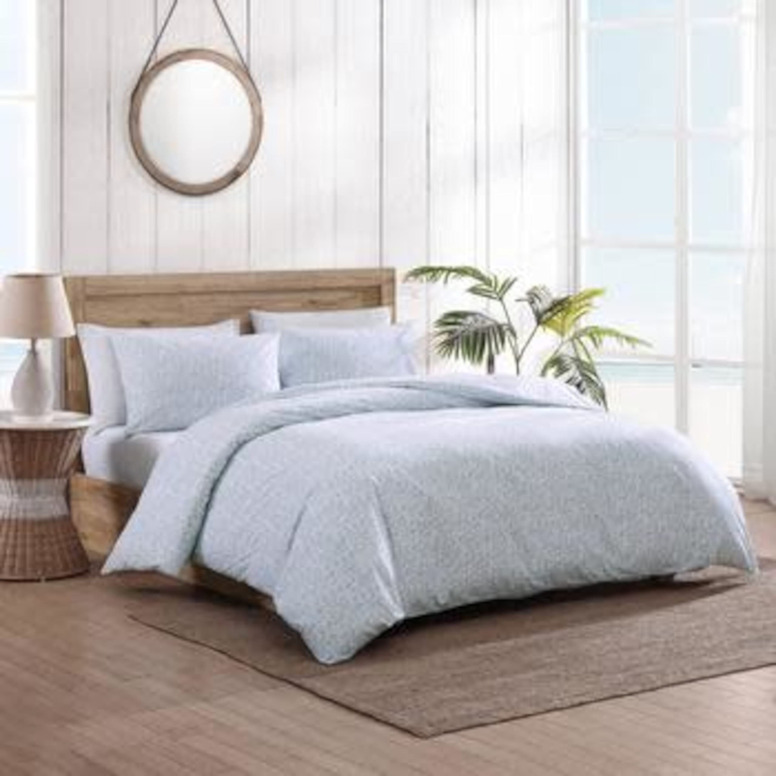 Tommy Bahama- King Duvet Cover Set, Reversible Cotton Bedding Set with Matching Shams, Coastal Home Décor (Koya Bay Blue, King)