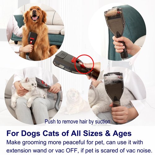 Portek Dog Brush Vacuum Attachment for Shark Navigator Lift Away NV360 Rotator NV501 Rocket HV301 HV322 Stratos AZ300..., Pet Hair Shedding Grooming Tool Kit with Extension Hose Adapters