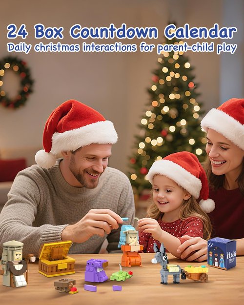 Nativity Advent Calendar 2025 Building Blocks 24-Days Fun Toy for Boys Girls, Christmas Countdown Calendar Gifts for Kids Teen Adults Christian Scene Advent Bricks Individual Packaging(6+)