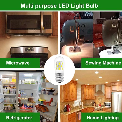 LED Microwave Light Bulbs Under Hood 40W Equivalent - E17 Base for Whirlpool Microwave Light Bulb, 3W 125V T7 Appliance Oven Light Bulbs for Range Hood,400 Lumens, 6000K Daylight, 2 Pack
