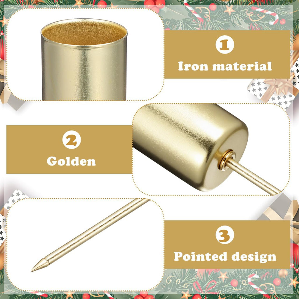 Angoily Candle Holder Stakes - 5 Pcs Golden Taper Candlestick Holders for Christmas Tree Decor