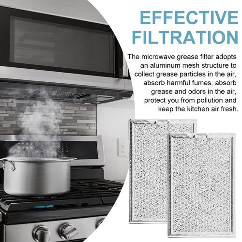 EMVANV 2pcs Grease Filter for LG Microwave LMV1683ST, LMV2031ST, LMV2031BD, LMHM2237ST, LMH2235ST, LMV1831ST, LMV1762ST, LMHM2017ST, LMH2016ST, Oven Filter Replacement (Silver)