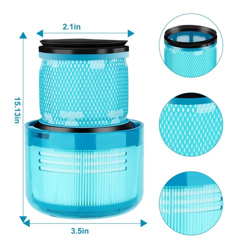 2 Pack Filter Replacement for Dyson V15 Detect, V15 Detect Absolute, V15 Submarine, V15 Detect, V11 Animal Vacuum Cleaner,Replaces Part No. 970013-02