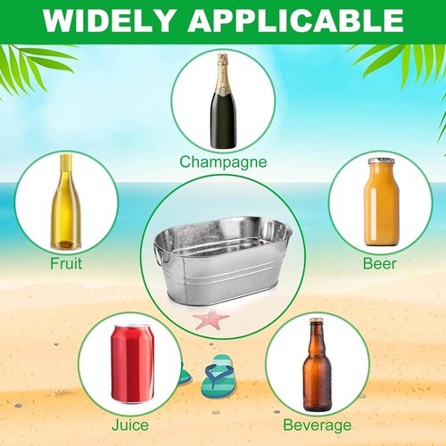 MIVIDE 4 Pack Galvanized Tub 3 Gallon Ice Bucket Large Metal Champagne Drink Bucket with Handles Galvanized Ice Buckets for Parties Mimosa Bar Cocktail Bar