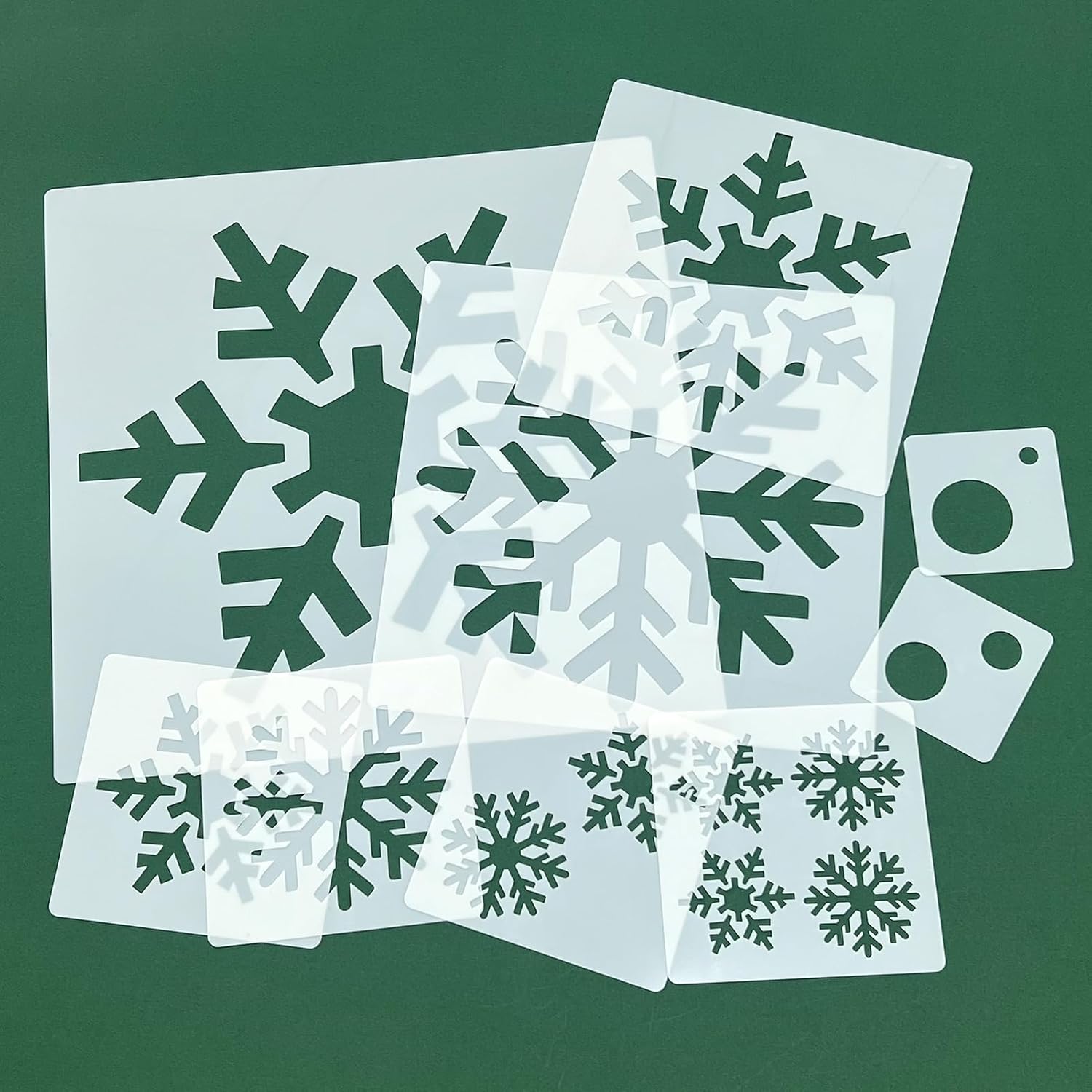 Skiennix 9 Pcs Large Snowflake Stencils - Perfect for Window Decorations & Winter Crafts