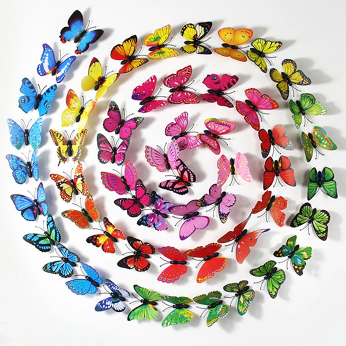 Skiennix 50PCS 3D Colorful Butterfly Wall Stickers - Removable DIY Art Decor for Home & Parties