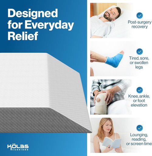 Kölbs Extra Wide Leg Elevation Pillow - Chic Jacquard Cover for Ultimate Comfort | XL Size for Post-Surgery Relief