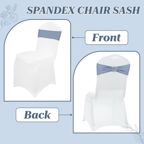MDS Spandex Chair Sashes - Premium Stretch Covers with Buckle Slider | Pack of 100 - Dusty Blue