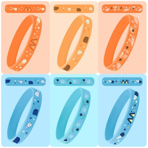 JUNEBRUSHS 42 Pcs Blue Dog Theme Silicone Wristbands, Baseball Party Favors Rubber Bracelets for Birthday Theme Party Supplies Classroom Rewards Pinata Stuffers Family Games Kids Goodie Bag Gifts