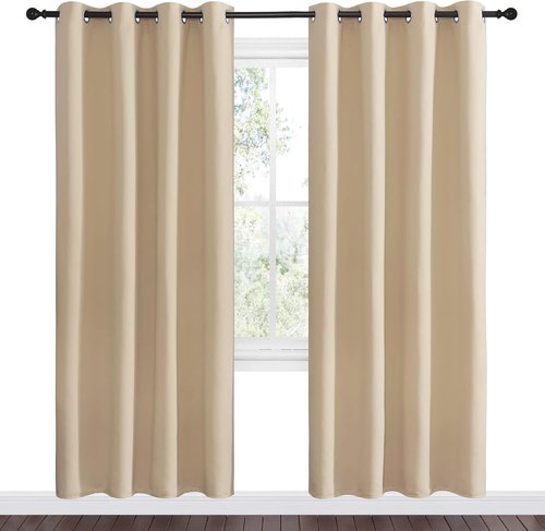 NICETOWN Blackout Curtains - Thermal Insulated Grommet Drapes for Bedroom | Set of 2 Panels, 55x78 Inch, Biscotti Beige
