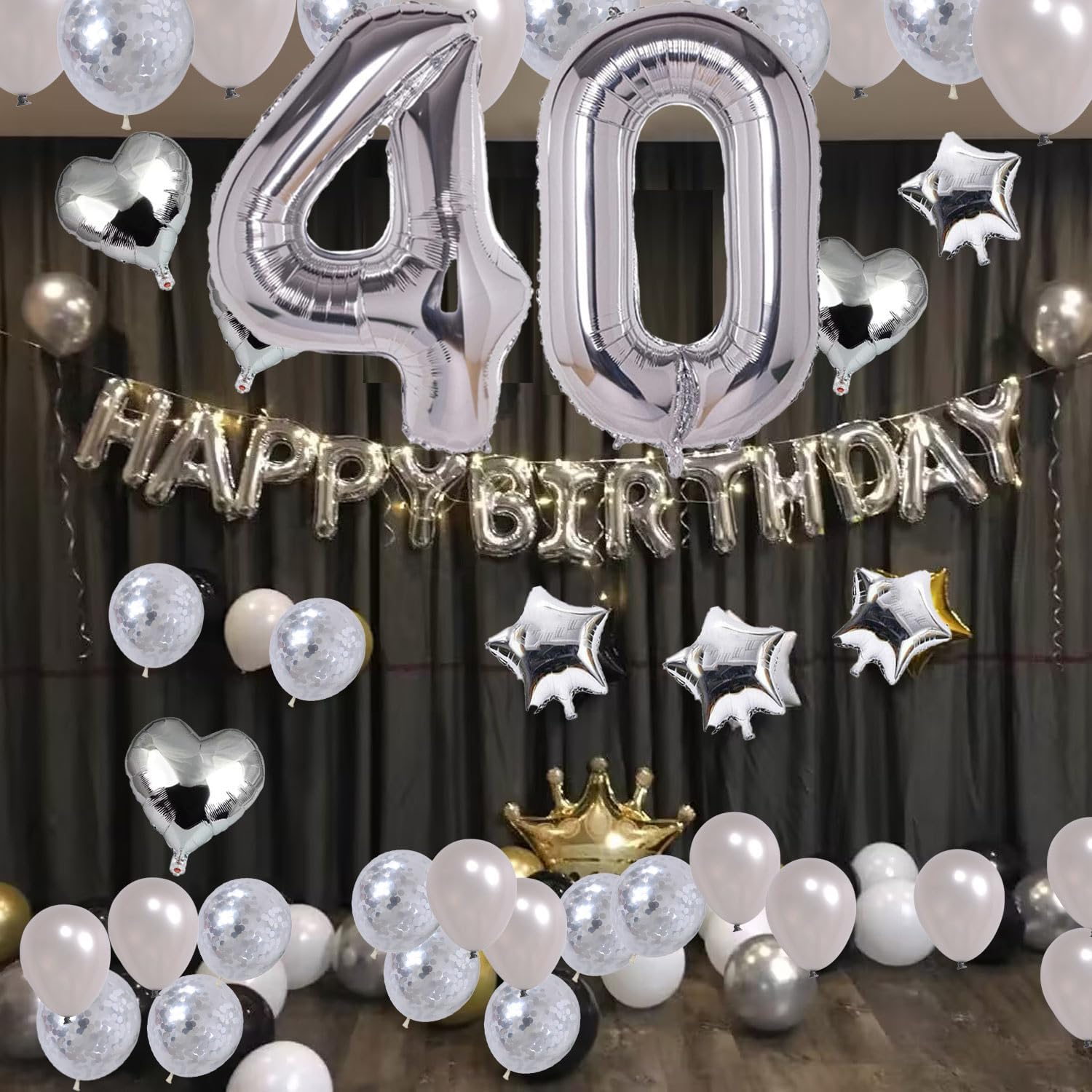 Silver Giant Jumbo Number 40 Balloons by [Brand Name] - Helium Foil for 40th Birthday Celebrations