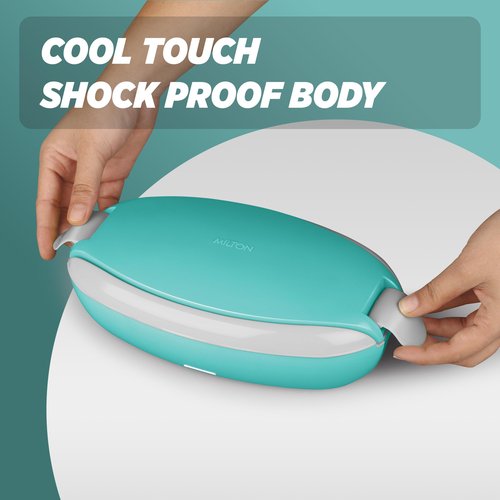 MILTON Swiftron Stainless Steel Electric Tiffin Box, Set of 2, (260 ml Each), Aqua Green | Food Grade | Double Walled | Auto Cut off | Reheats food