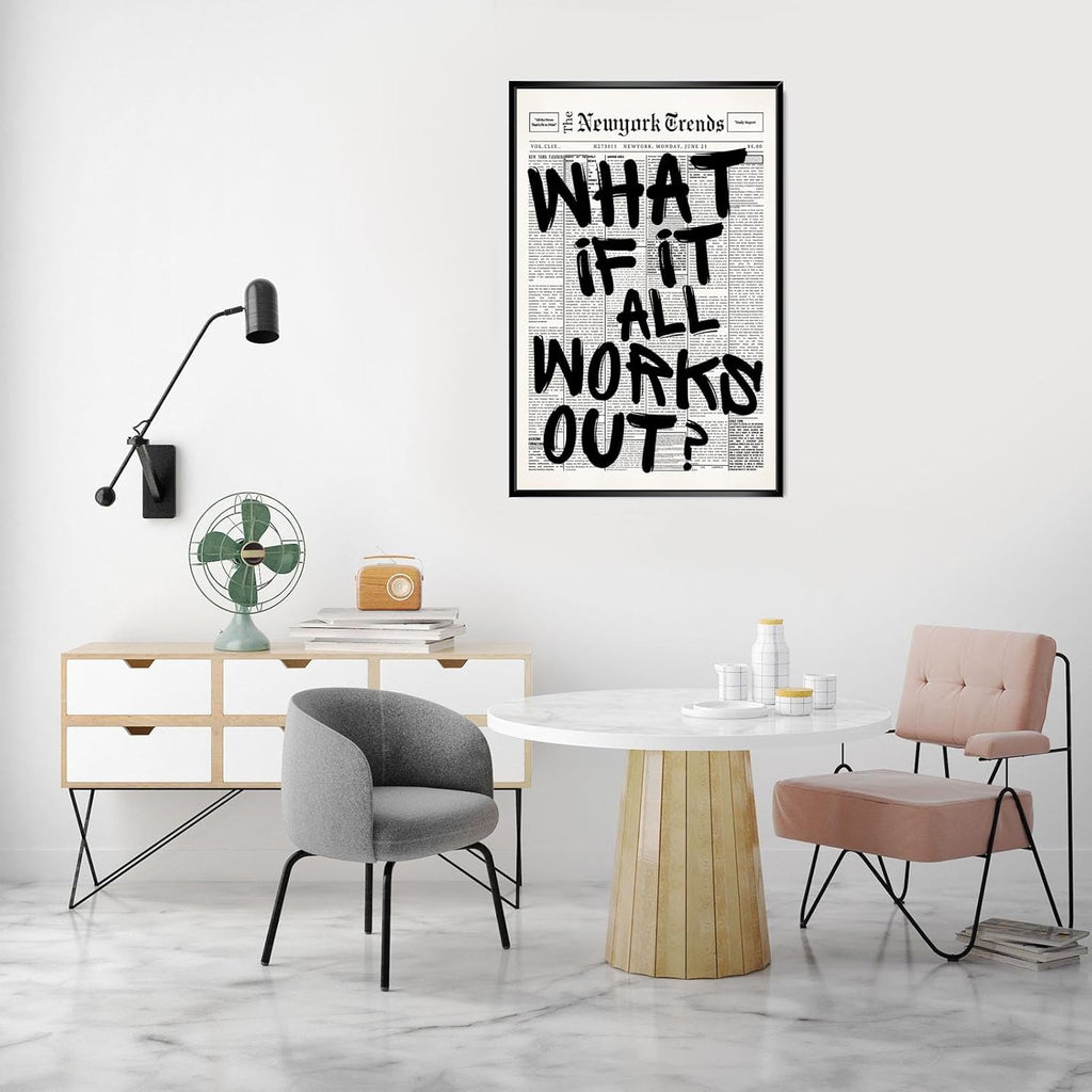 Skiennix Retro Black and White New York Newspaper Canvas Art - Positive Affirmation Wall Decor | 8x12in
