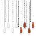 lasuroa 8pcs Ceiling Fan Pull Chain Extenders, 13 Inch Wooden Beaded Balls Light Pull Chain Extension Decorative Ornaments Pendant for Ceiling Fan Light Lamp Fixtures Decoration (White+Brown)