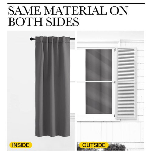 NICETOWN Blackout Window Curtains for Camper - (Grey Color) 42x40 Inch, 2 Panels Set, Thermal Insulated Room Darkening Blackout Drapes/Draperies with Rod Pocket & Back Tab for Loft