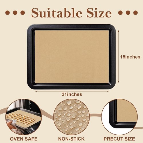 Honoson Natural Unbleached Parchment Paper - 150 Precut Non-Stick Sheets, 15x21 Inches | Ideal for Baking & Cooking