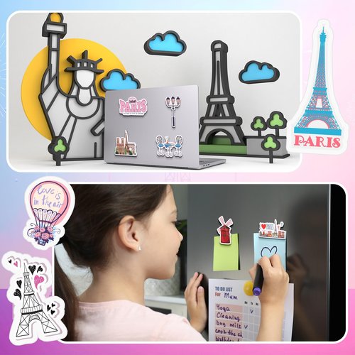 Konohan 30 Pcs Paris Souvenirs Gifts Paris Magnet for Refrigerator City Magnetic Refrigerator Stickers for Home Decoration