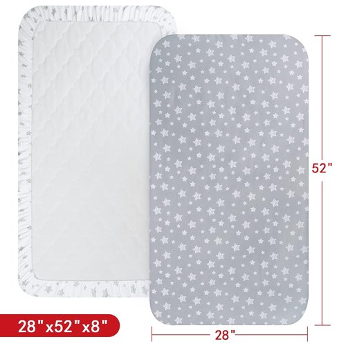 Crib Sheets for Boys & Girls - Soft Fitted Sheets for Standard Crib & Toddler Mattresses | Grey & White 2-Pack