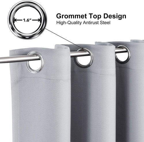 ChrisDowa Small Window Curtains - Grommet Thermal Insulated Room Darkening Panels (Light Grey, 42 x 36 Inch)