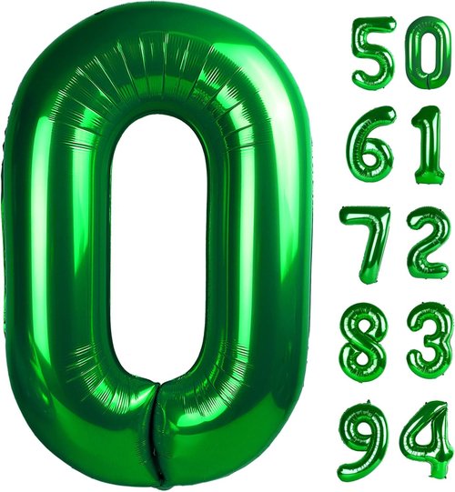Green Number Balloons - 40 Inch 0 Number Balloons for Birthday Decorations | St. Patrick's Day Party Supplies