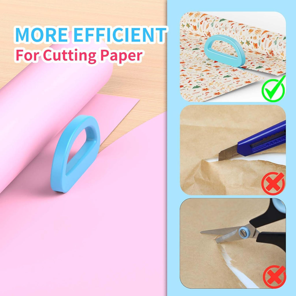 Skiennix Dual Ended Wrapping Paper Cutter - 2-Pack with 4 Blades for Effortless Gift Wrapping