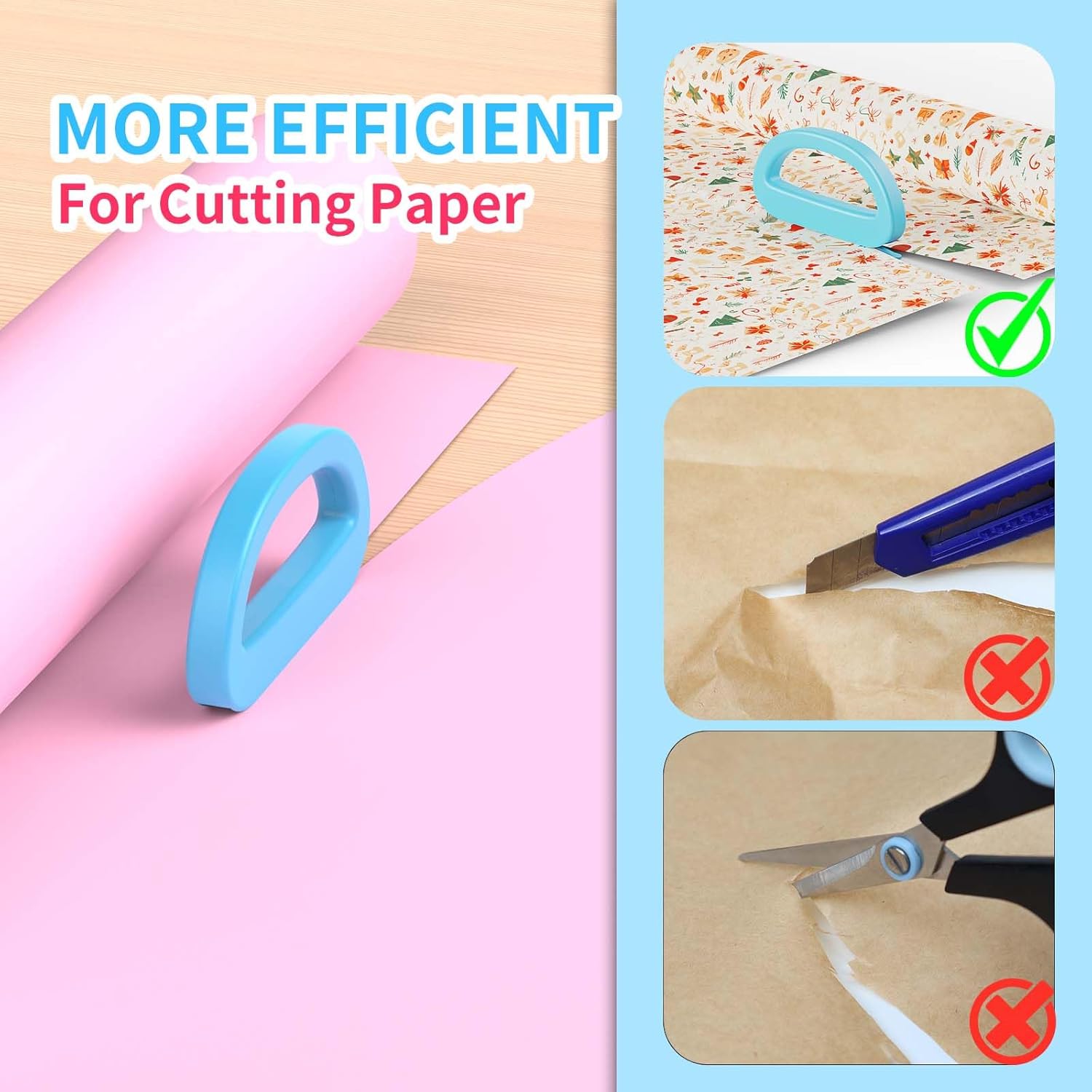 Skiennix Dual Ended Wrapping Paper Cutter - 2-Pack with 4 Blades for Effortless Gift Wrapping