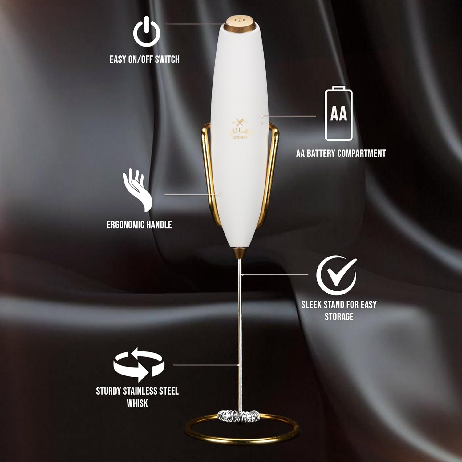 Zulay Kitchen Milk Frother - Luxury Handheld Electric Foam Maker with 4 Duracell Batteries | Perfect for Coffee, Lattes & Hot Chocolate