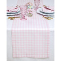 Solino Home Linen Gingham Table Runner 132 Inches Long - 100% Pure Linen Marshmellow Pink Checkered Table Runner 14 x 132 Inch Ideal for Dining, Mothers Day, Spring, Summer