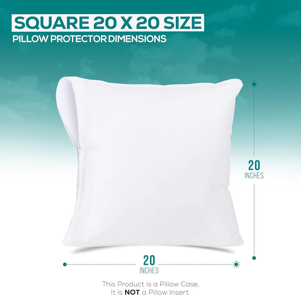 Utopia Bedding Waterproof Throw Pillow Protectors - Bed Bug Proof Encasement Covers | 20x20 Inches (2 Pack, White)