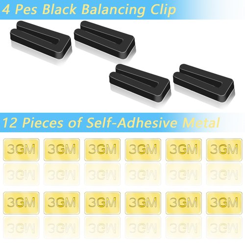 16 PCS Ceiling Fan Blade Balancing Kit, 4 Set Ceiling Fan Balancing Kit Including 4 pcs Plastic Fan Balancing Clips and 12 pcs Metal Self-Adhesive 3G Weight for Ceiling Fan Weight Balancing