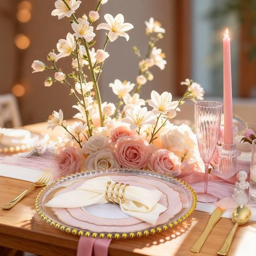 WDF 60pcs Pink Dessert Plates - 7.5inch Baroque Pink &White Disposable Dessert/Appetizer Small Cute Cake Plates for Upscale Parties &Wedding-Special for Baby Shower, Brithday, Easter