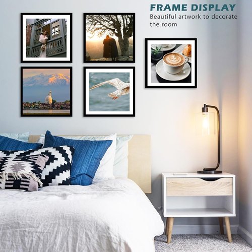 JCJMY Vinyl Record Frame - 12.5x12.5 with 10x10 Mat for Album Covers | Wall Hanging, Black Plexiglass