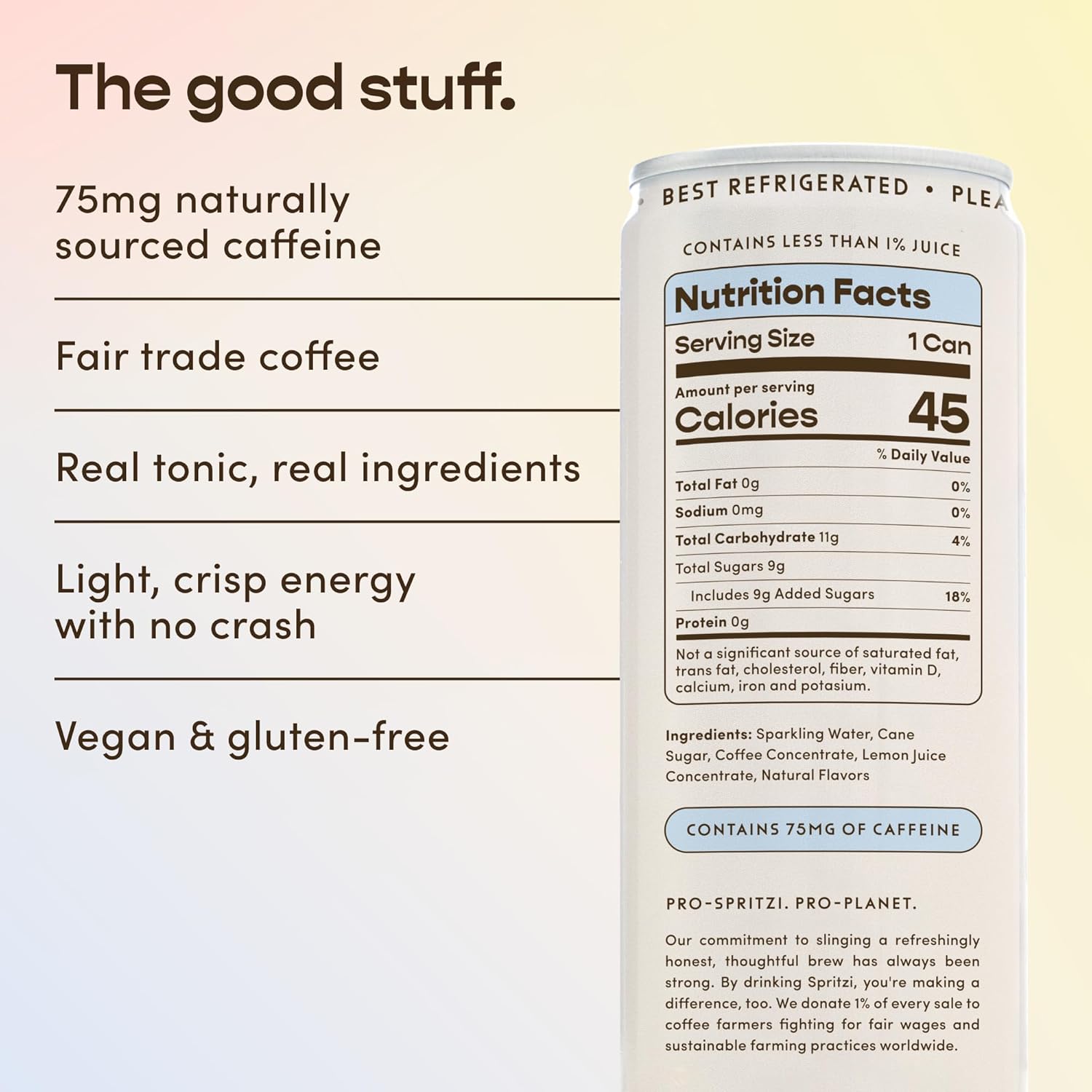 Spritzi Sparkling Espresso Tonic Variety Pack – 75mg Caffeine, Fair Trade Coffee, Naturally Sweetened, Refreshing Energy Drink Alternative – Canned Coffee Drinks (12 Fl Oz x 12 Pack, 3 Flavors)