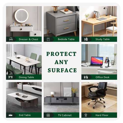 Crystal PVC Chair Floor Mat Clear Table Cover Protector Transparent Plastic Tablecloth for Office Meeting Desk Rectangle Kitchen Countertop Dining Coffee Table Top Topper Water Heat Proof 44x108 Inch