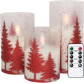 DRomance Flameless Christmas Tree Candles - Remote Timer, Real Wax, LED Flickering | Red, 3-4-5-6 Inch