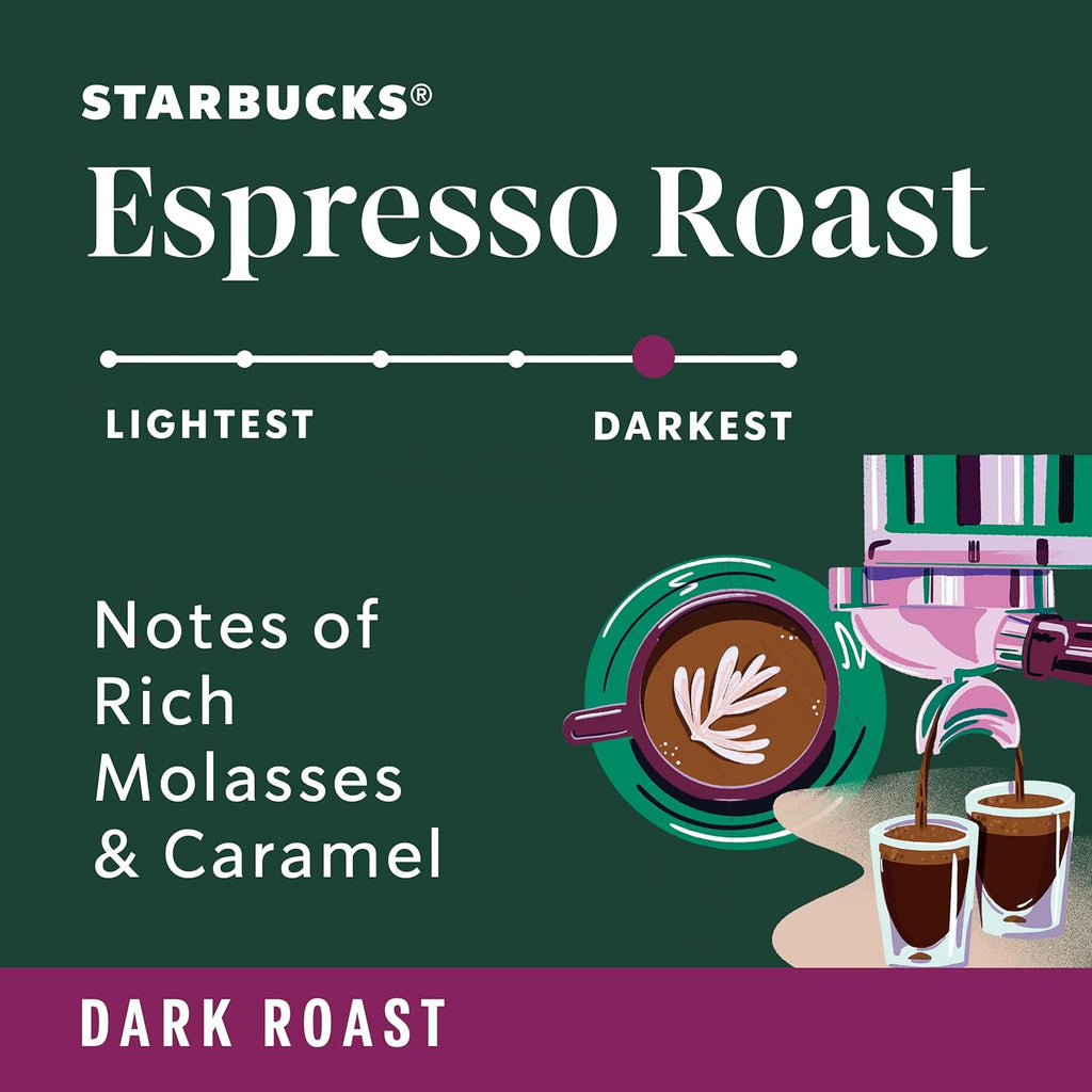 STARBUCKS® Espresso Roast Ground Coffee - Rich Flavor, 28oz (4 Bags)