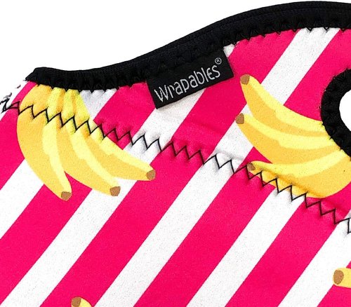Allydrew Insulated Neoprene Lunch Bag - Stylish Zipper Tote in Bananas and Stripes Design