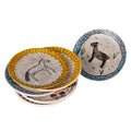 Creative Co-Op Enchanted Fauna Series - Hand-Painted Stoneware Plates, Multicolor, Set of 4